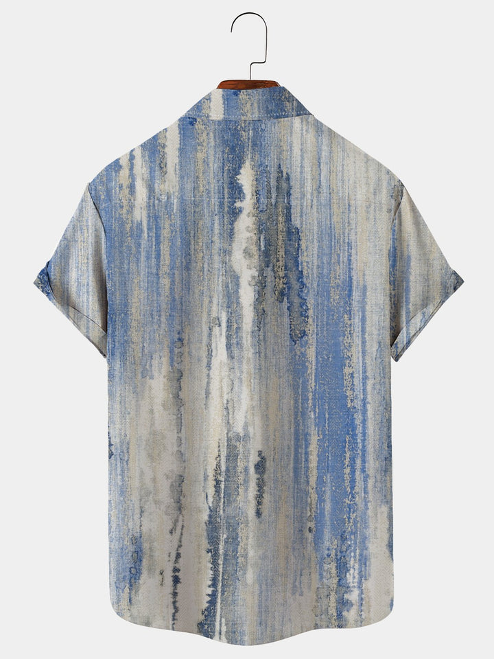 Chemise hawaïenne décontractée à manches courtes en seersucker texturé et sans plis pour homme