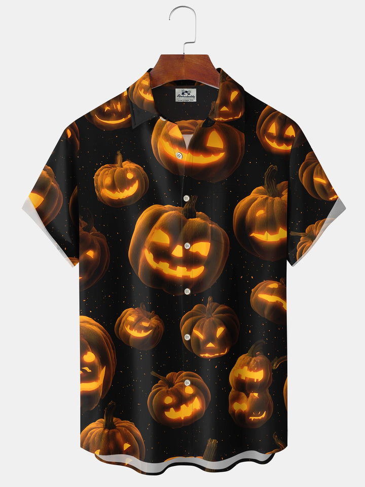 Alohadaddy® Halloween Holiday Pumpkin Stretch Pocket Shirt