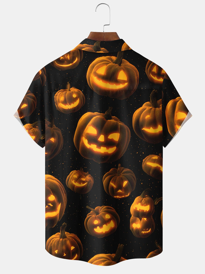 Alohadaddy® Halloween Holiday Pumpkin Stretch Pocket Shirt