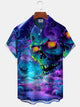 Alohadaddy® Halloween Abstract Skull Gradient Bat Stretch Pocket Shirt