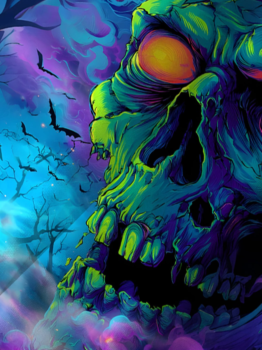 Alohadaddy® Halloween Abstract Skull Gradient Bat Stretch Pocket Shirt