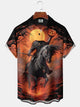 Alohadaddy® Halloween Holiday Headless Horseman Pumpkin Casual Pocket Shirt