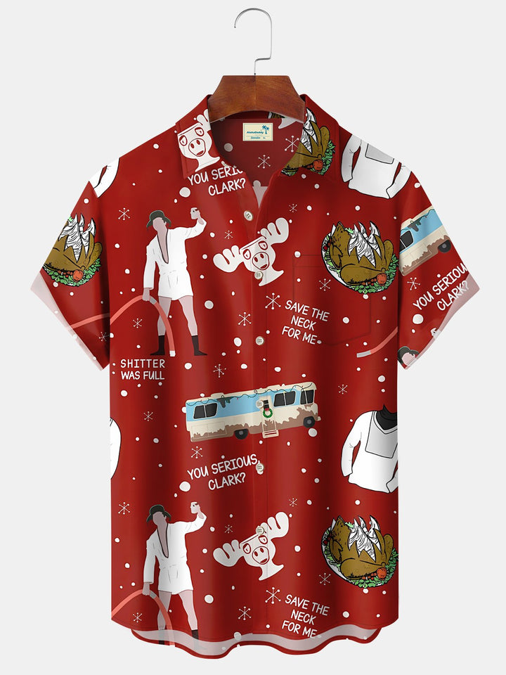Alohadaddy 70s Retro Cartoon Holiday Christmas Button Down Shirt