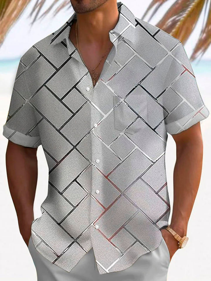 Alohadaddy Retro Geometric 3D Tech Print Men&