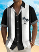 Alohadaddy Vintage Coconut Bowling Print Men's Button Pocket Short Sleeve Shirt