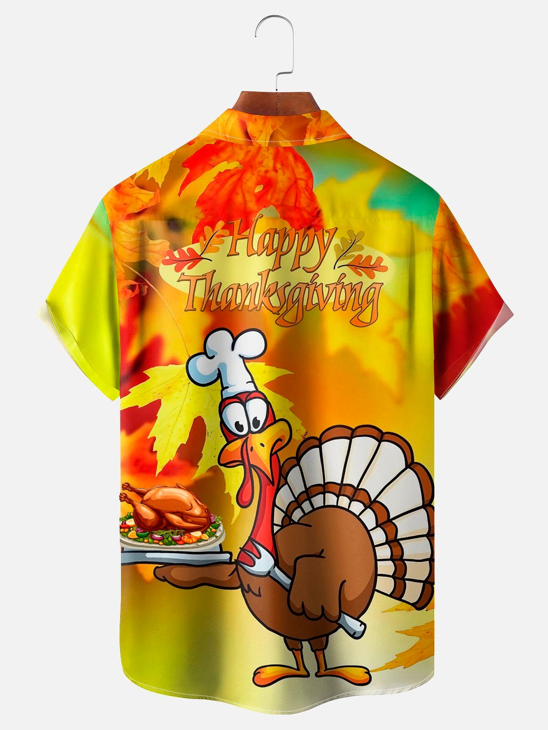 Chemise à manches courtes et poches boutonnées pour homme avec impression numérique 3D Thanksgiving Turkey d&