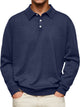 Alohadaddy Basics Plain Men's Button-Down Long Sleeve POLO Shirt