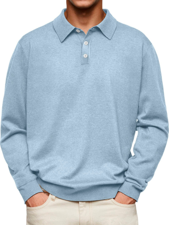 Camisa tipo polo de manga larga con botones para hombre de Alohadaddy Basics Plain