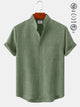 Alohadaddy Basic Solid Color Stand Collar Short Sleeve Shirt