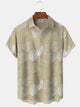 Alohadaddy Hawaiian Resort Style Tropical Plants Leaves Print Art Pockets Buttons Elastic Oversized Shirt