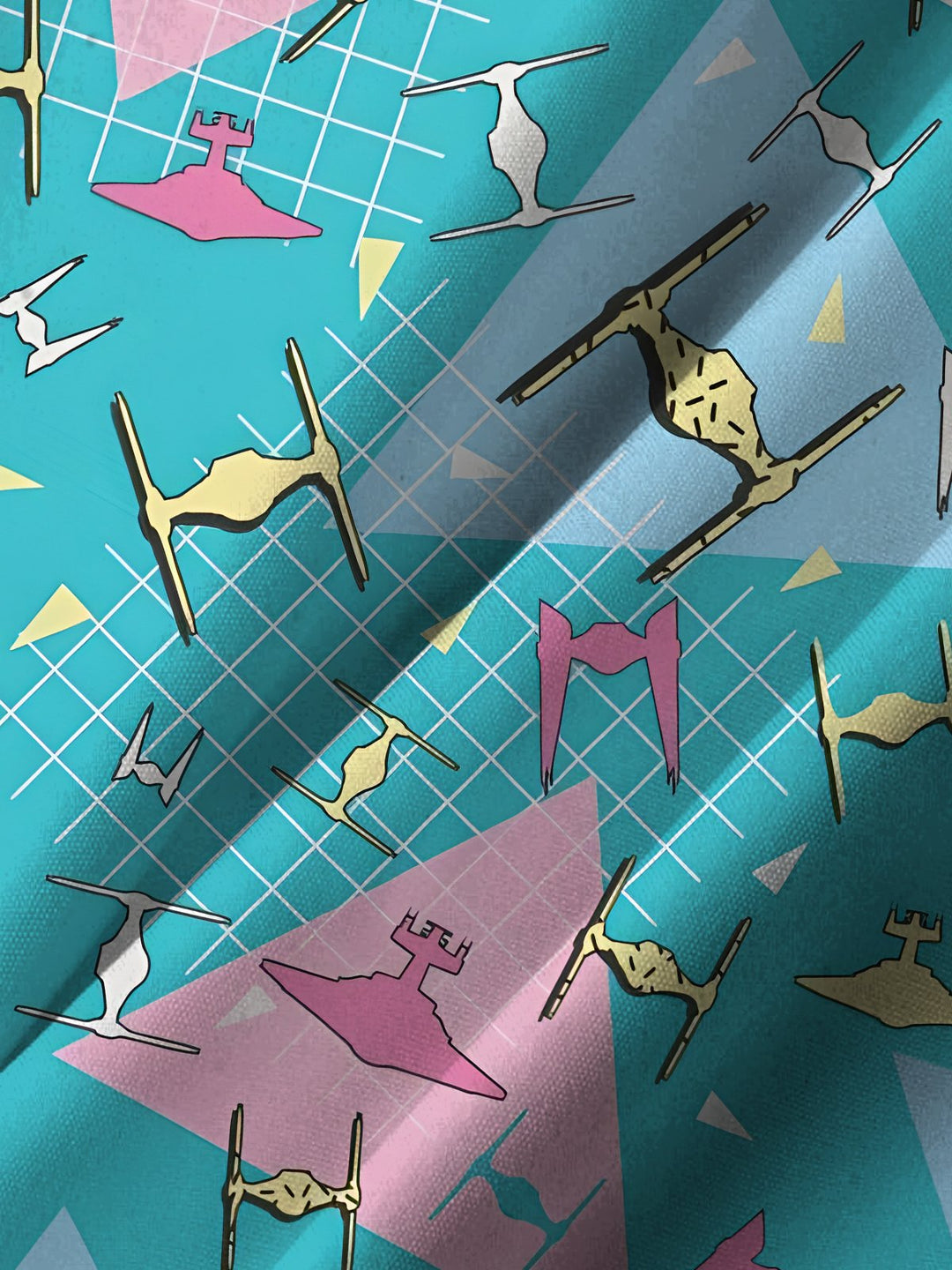 Alohadaddy® Casual Geometric Star Wars Art Print Chest Pocket Stretch Oversized Hawaiian Shirt