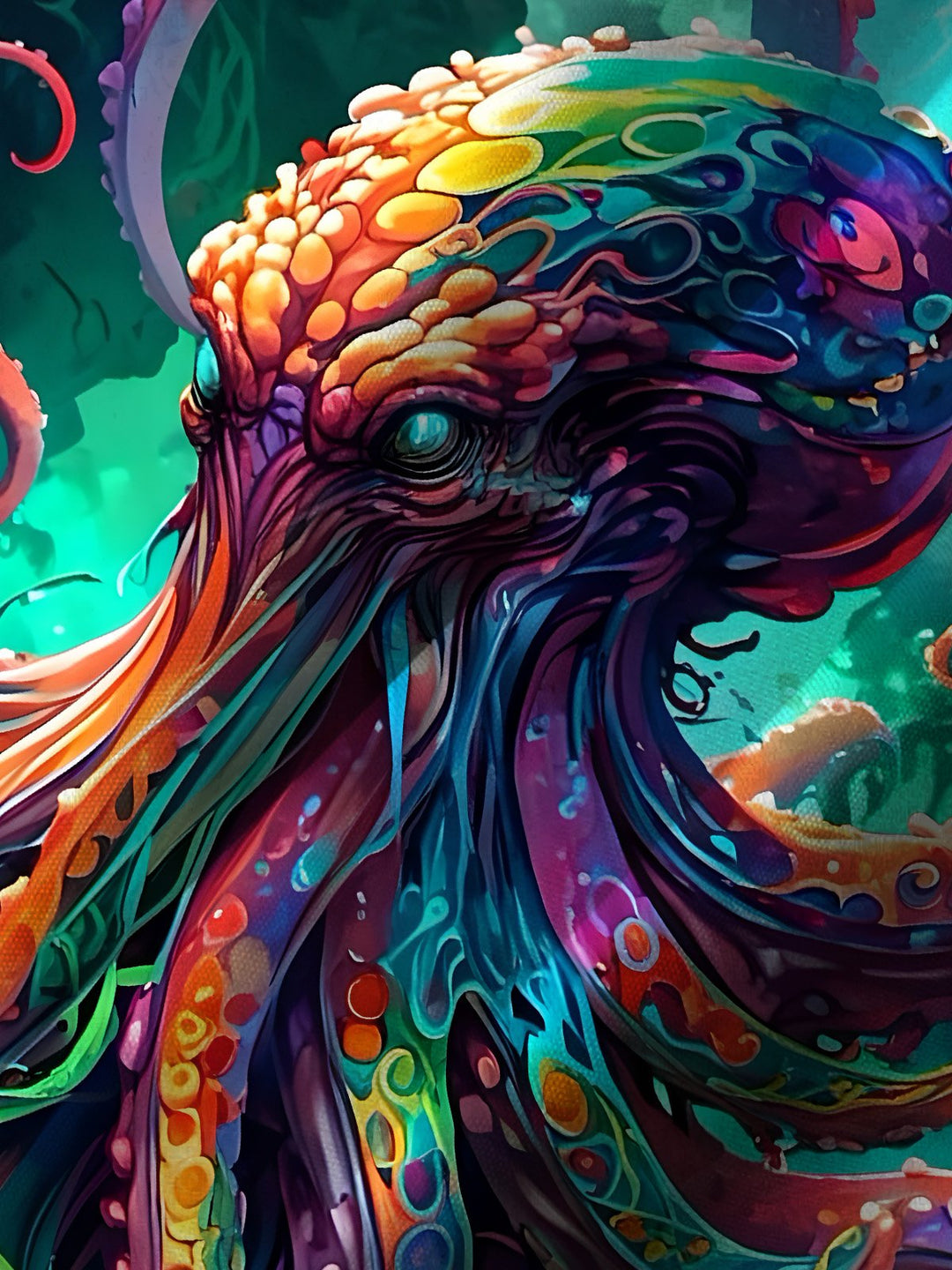 Alohadaddy® Graffiti Octopus Art Print Chest Pocket Moisture Wicking Large Size Long Men&