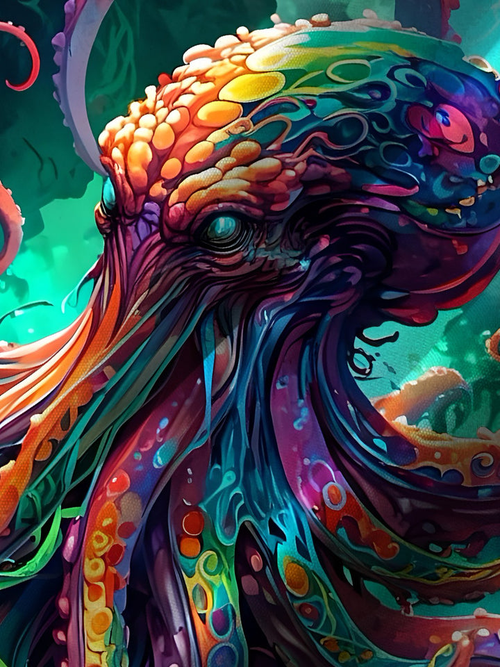 Alohadaddy® Graffiti Octopus Art Print Chest Pocket Moisture Wicking Large Size Long Men&