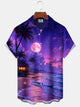 Alohadaddy® Casual Beach Vacation Printed Art Pockets Large Size Stretch Hawaiian Shirt