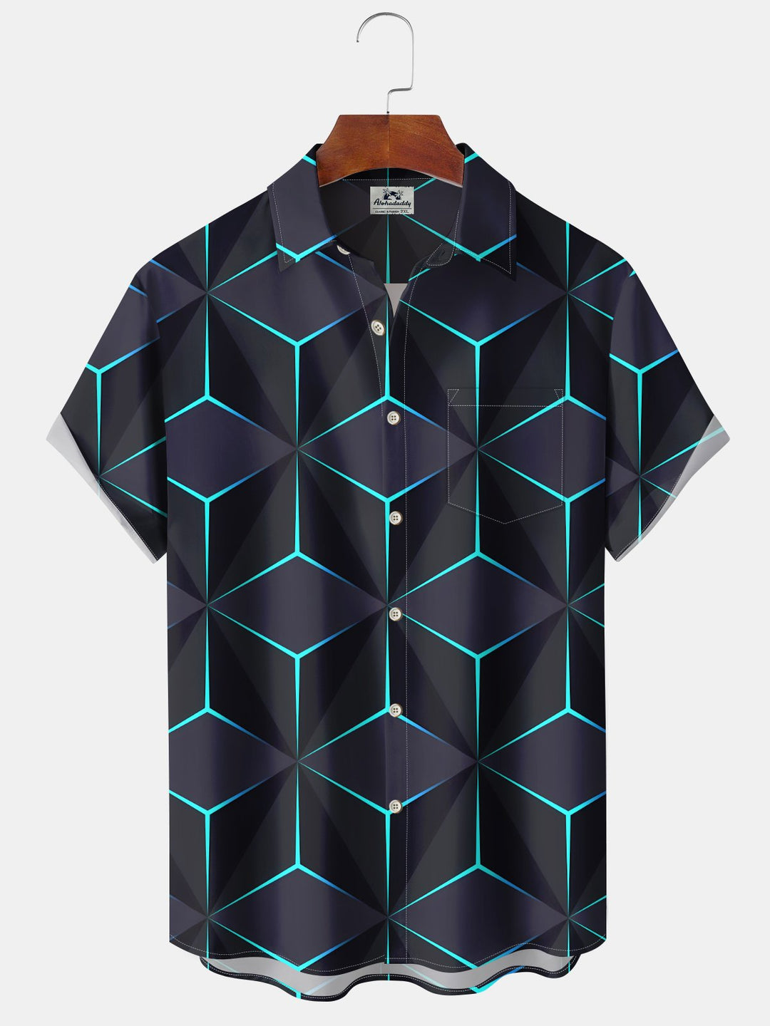Alohadaddy® Casual Geometric Art Print Pockets Large Size Stretch Men&