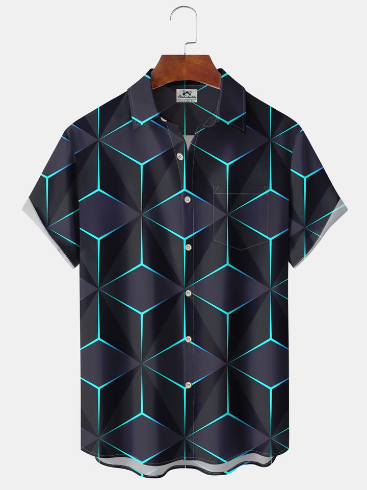 Alohadaddy® Casual Geometric Art Print Pockets Large Size Stretch Men&