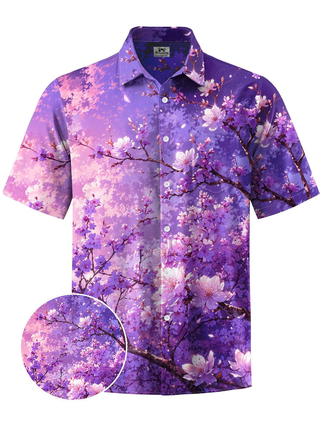 Alohadaddy® Hawaiian Peach Art Print Chest Pocket Men&
