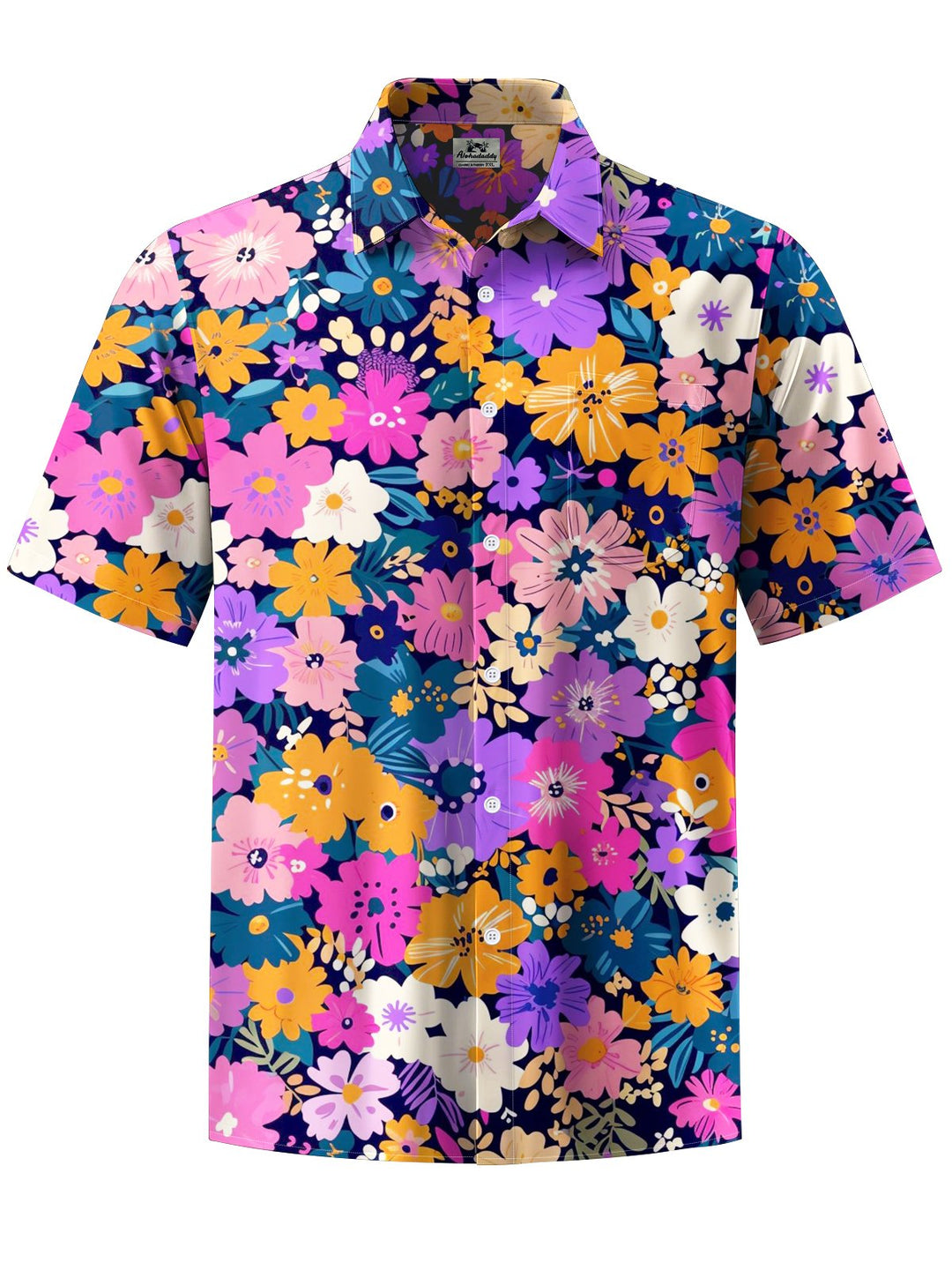 Alohadaddy® Hawaiian Casual Floral Art Print Chest Pocket Mens Short Sleeve Shirt Big &amp; Tall