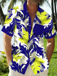 Alohadaddy® Hawaii Contrast Leaves Art Print Chest Pocket Mens Short Sleeve Shirt Big & Tall
