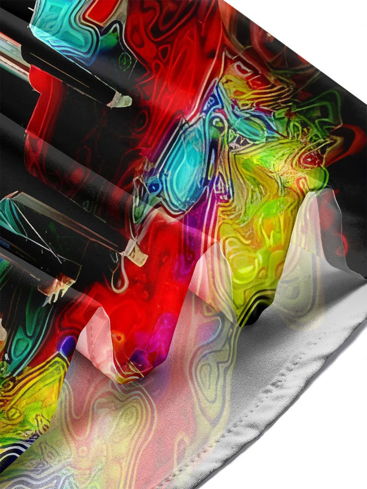 Alohadaddy® Vintage Piano Art Print Chest Pocket Mens Short Sleeve Shirt Big &amp; Tall