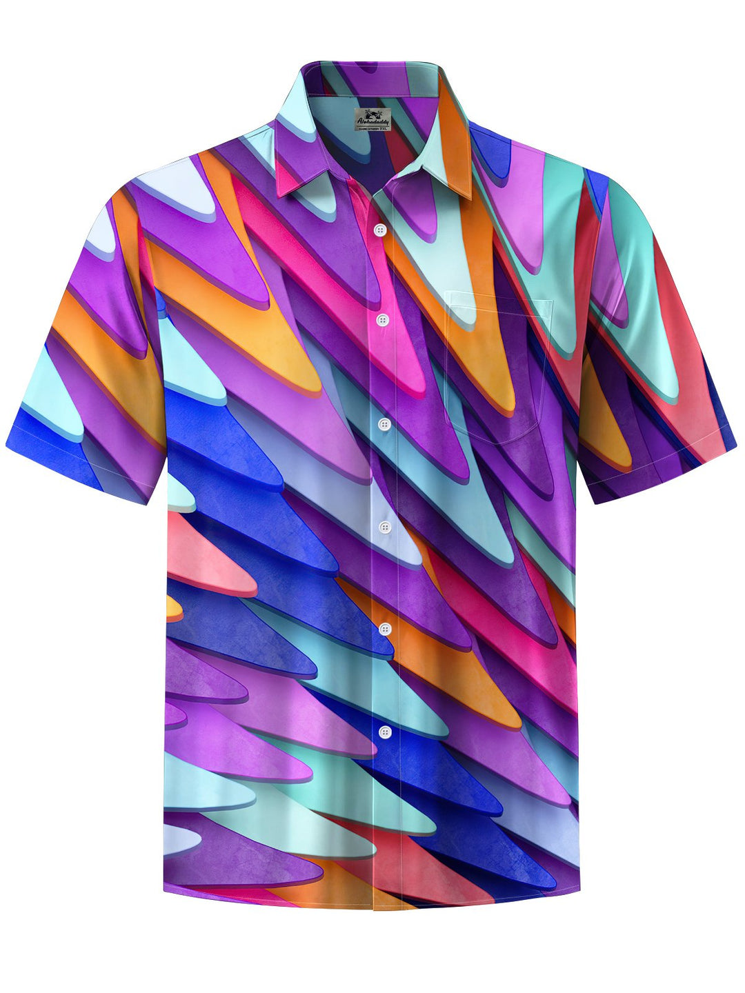 Alohadaddy® Casual Geometric Art Print Chest Pocket Men&