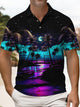 Alohadaddy® Hawaiian Coconut Tree Beach Vacation Art Print Men's Short Sleeve Polo Shirt Big & Tall