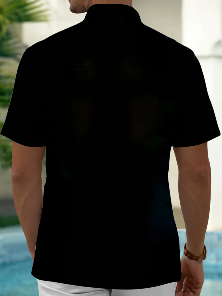 Alohadaddy® Casual Match Art Print Chest Pocket Stretch Men&