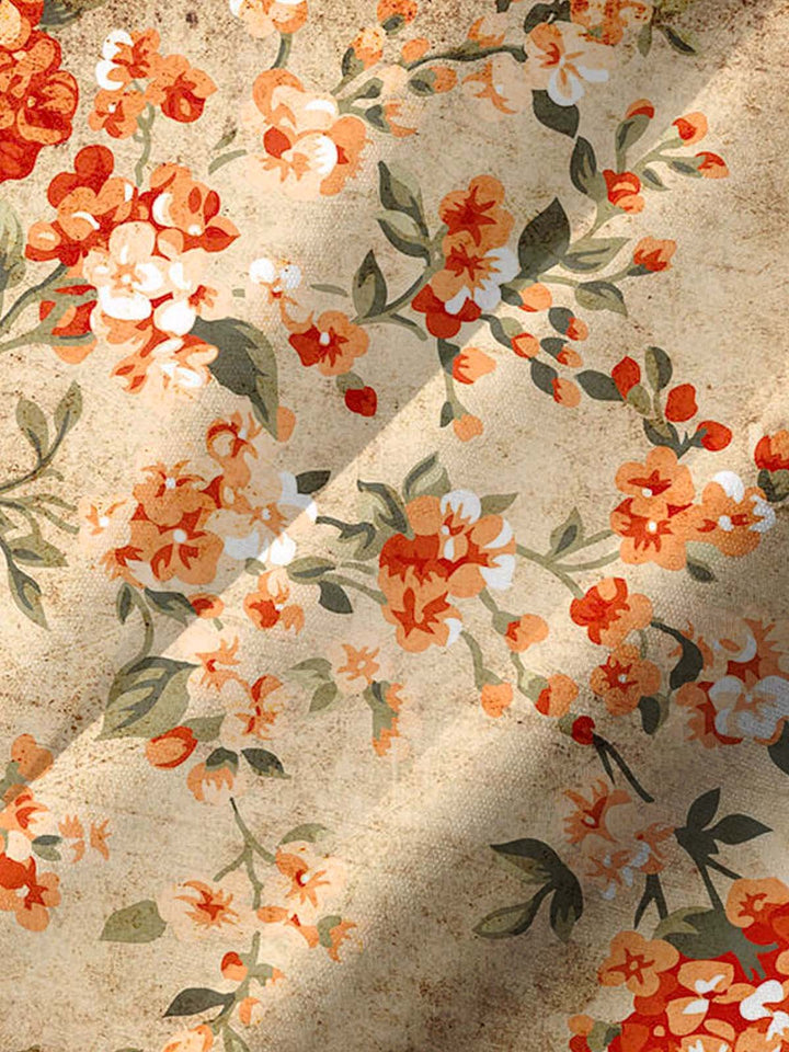 Alohadaddy® Vintage Floral Art Print Chest Pocket Stretch Men&