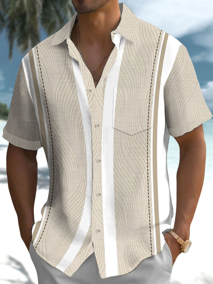 Alohadaddy® Stripe Texture Print Art Stretch Pocket Casual Men&
