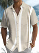 Alohadaddy® Stripe Texture Print Art Stretch Pocket Casual Men's Short Sleeve Shirt Big & Tall