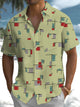 Alohadaddy® Retro Geometric Print Button Pocket Stretch Men's Short Sleeve Shirt Big & Tall