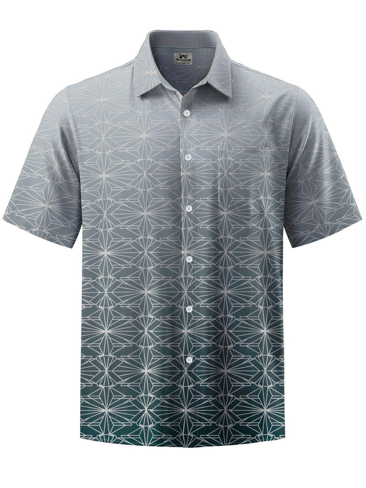 Alohadaddy® Casual Gradient Geometric Print Art Elastic Pocket Button Men&