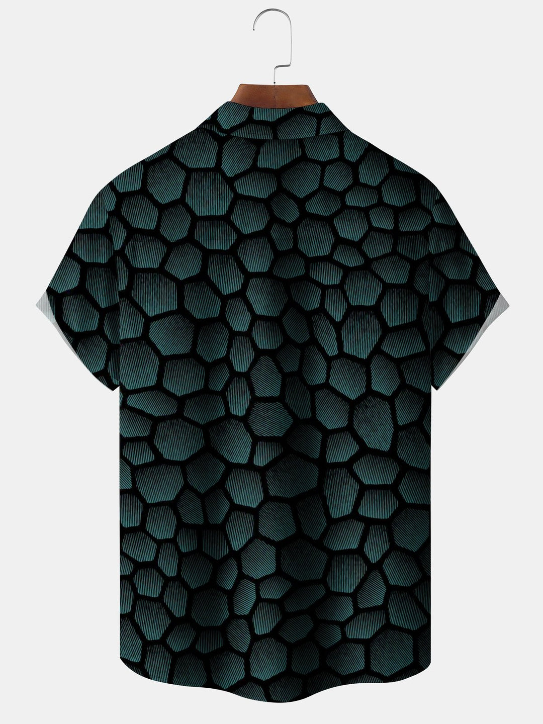 Alohadaddy® Retro Geometric Textured Print Pocket Button Stretch Men&
