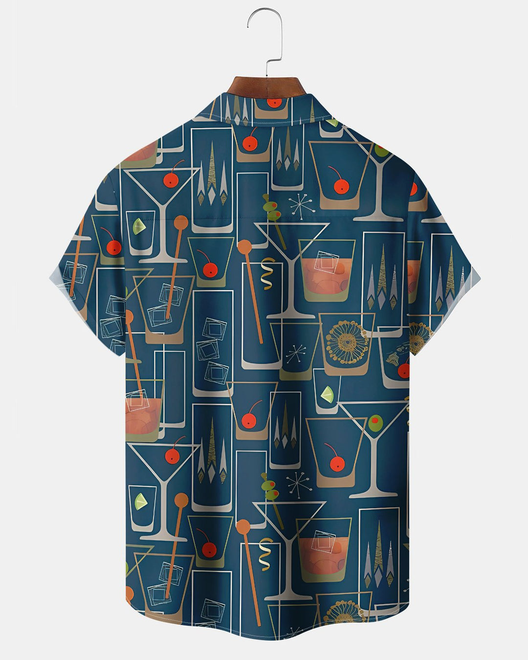Alohadaddy® Hawaiian Cocktail Geometric Print Pocket Elastic Buttons Men&