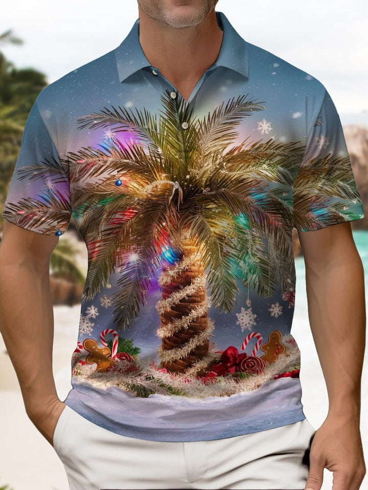 Alohadaddy® Christmas Tree Print Elastic Button Men&