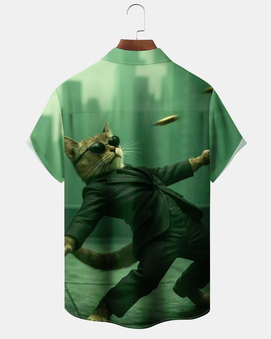 Alohadaddy® Retro Matrix Suit Cat Print Art Pocket Button Men&