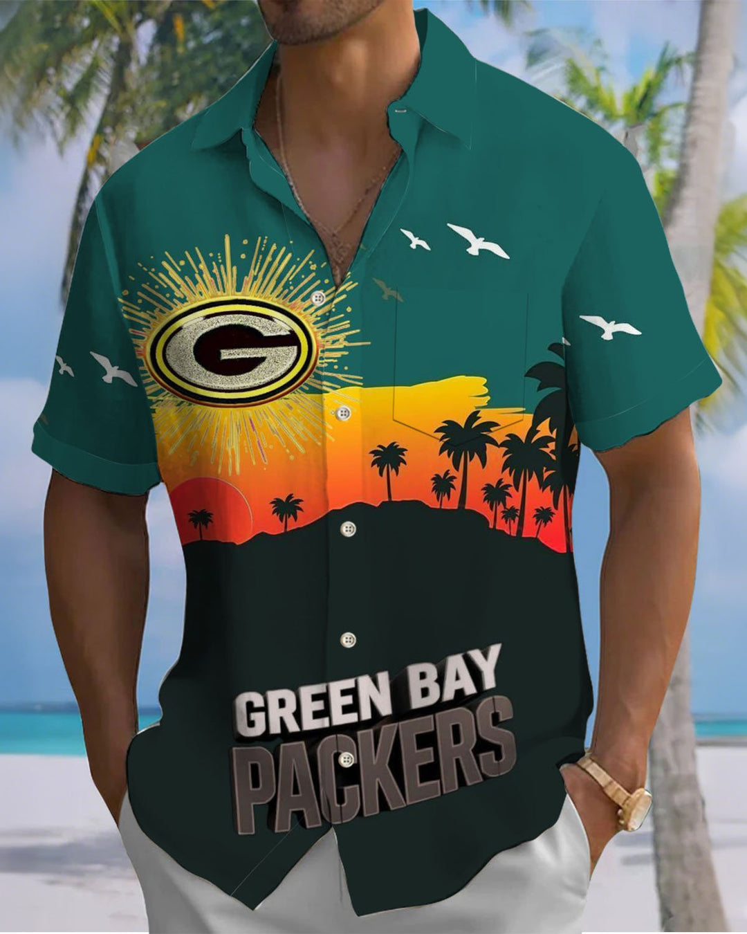 Alohadaddy® Hawaiian Beach Vacation Rugby Print Art Pocket Stretch Men&