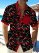 Alohadaddy® Valentine's Day Heart Color Block Print Art Pocket Elastic Button Men's Short Sleeve Shirt Big & Tall