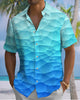 Alohadaddy® Casual Gradient Geometric Print Art Men's Short-Sleeve Shirt with Pockets and Buttons Big & Tall