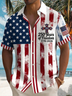 Alohadaddy® Men's Holiday Patriotic 250 Years of Freedom 1776-2026 Christian Cross Stars Stripes Retro Print Button Down Short-Sleeve Big & Tall