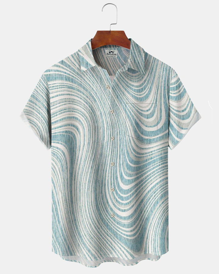 Alohadaddy® Casual Striped Print Art Button-Down Cardigan with Pockets Men&