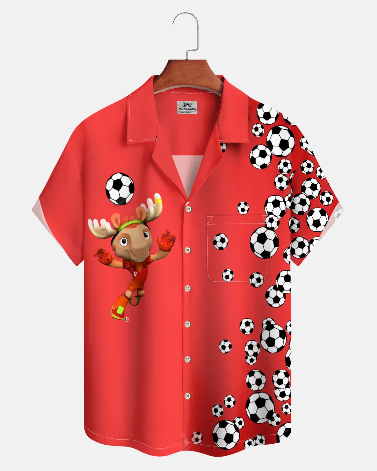 Alohadaddy® Casual Football Print Art Button-Down Cardigan Men's Short-Sleeve Shirt Big & Tall