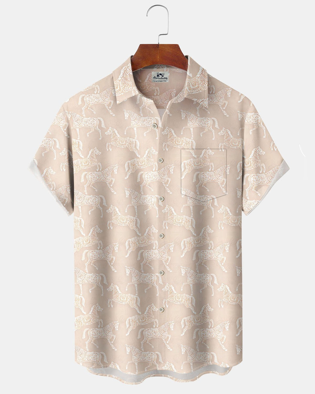 Alohadaddy® Vintage Horse Print Art Button Pocket Cardigan Men&