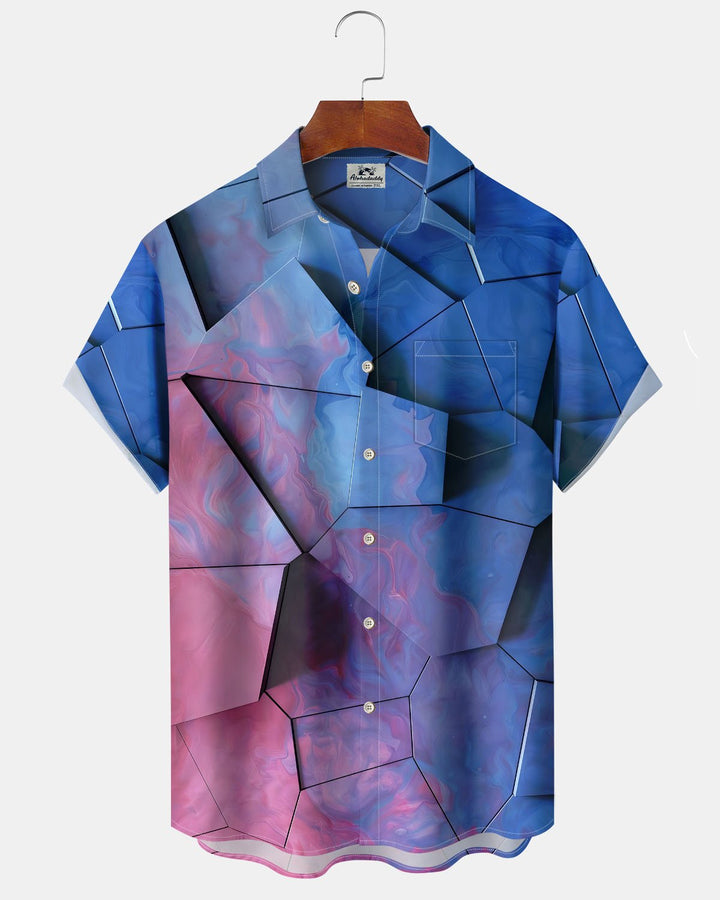 Alohadaddy® Casual Geometric Print Art Button Pocket Cardigan Men&