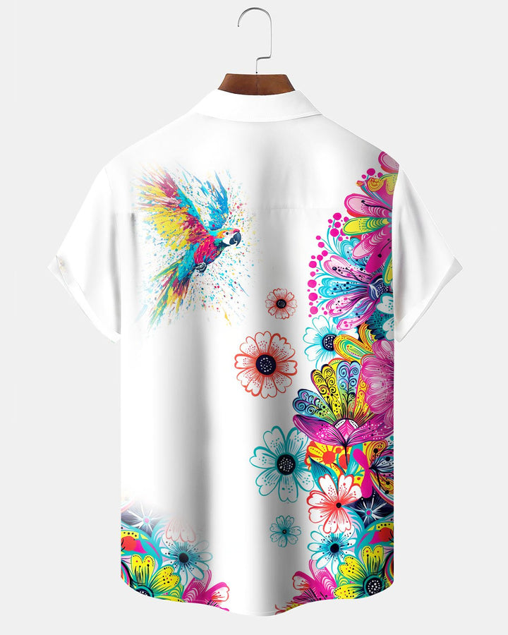 Alohadaddy® Hawaiian Floral Print Art Button Pocket Cardigan Men&