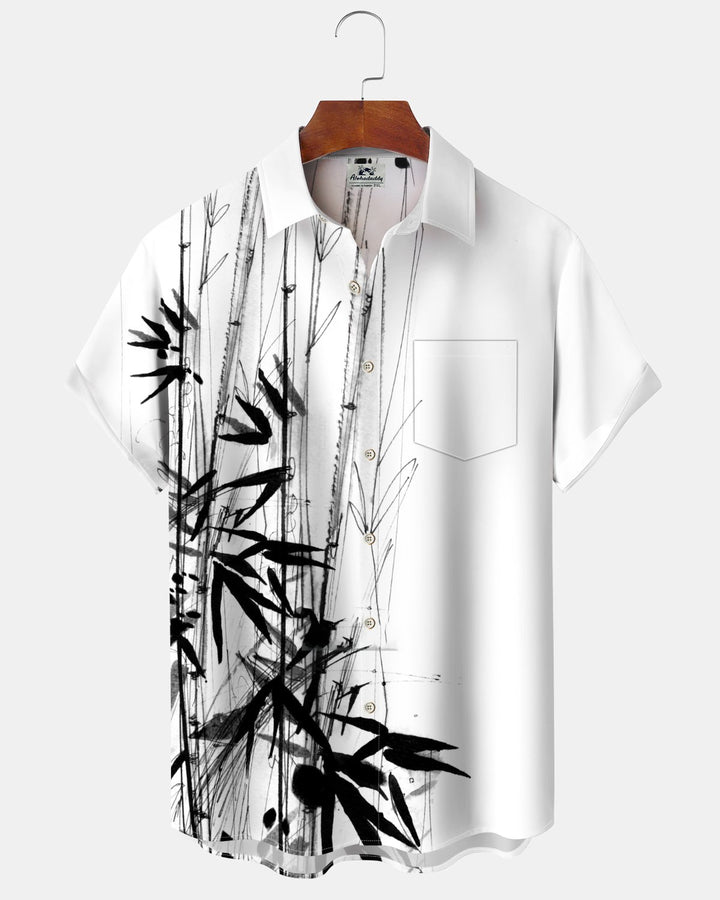 Alohadaddy® Casual Bamboo Print Artistic Button Pocket Cardigan Men&