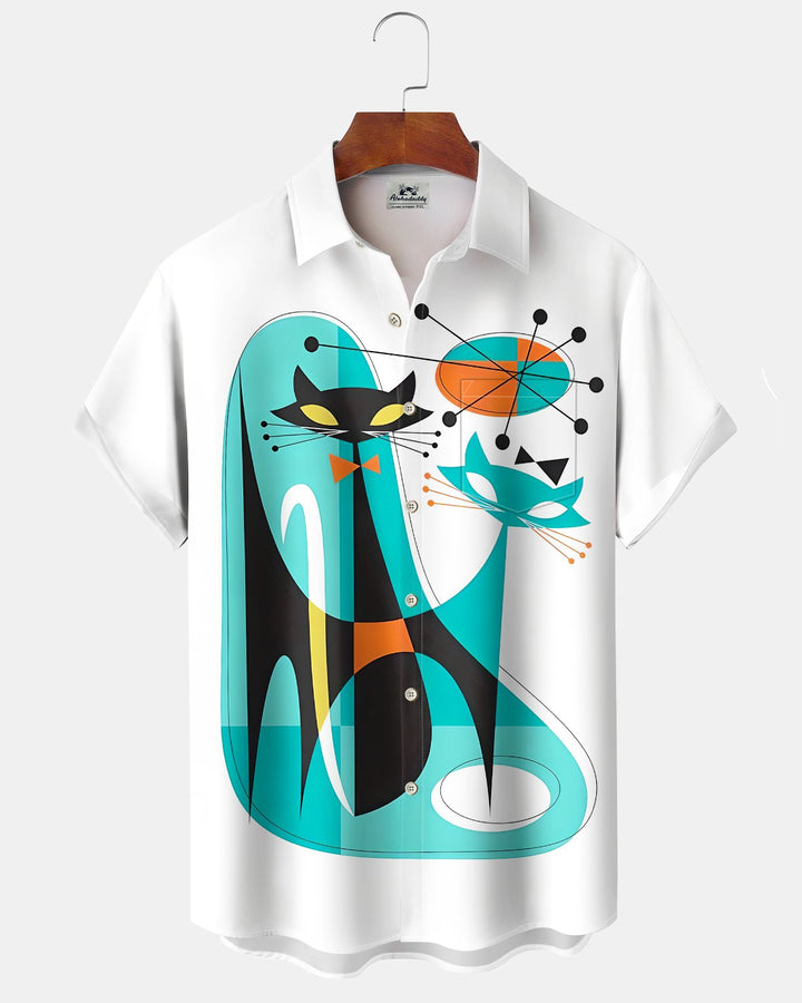 Alohadaddy® Casual Atomic Print Art Button Pocket Cardigan Men&