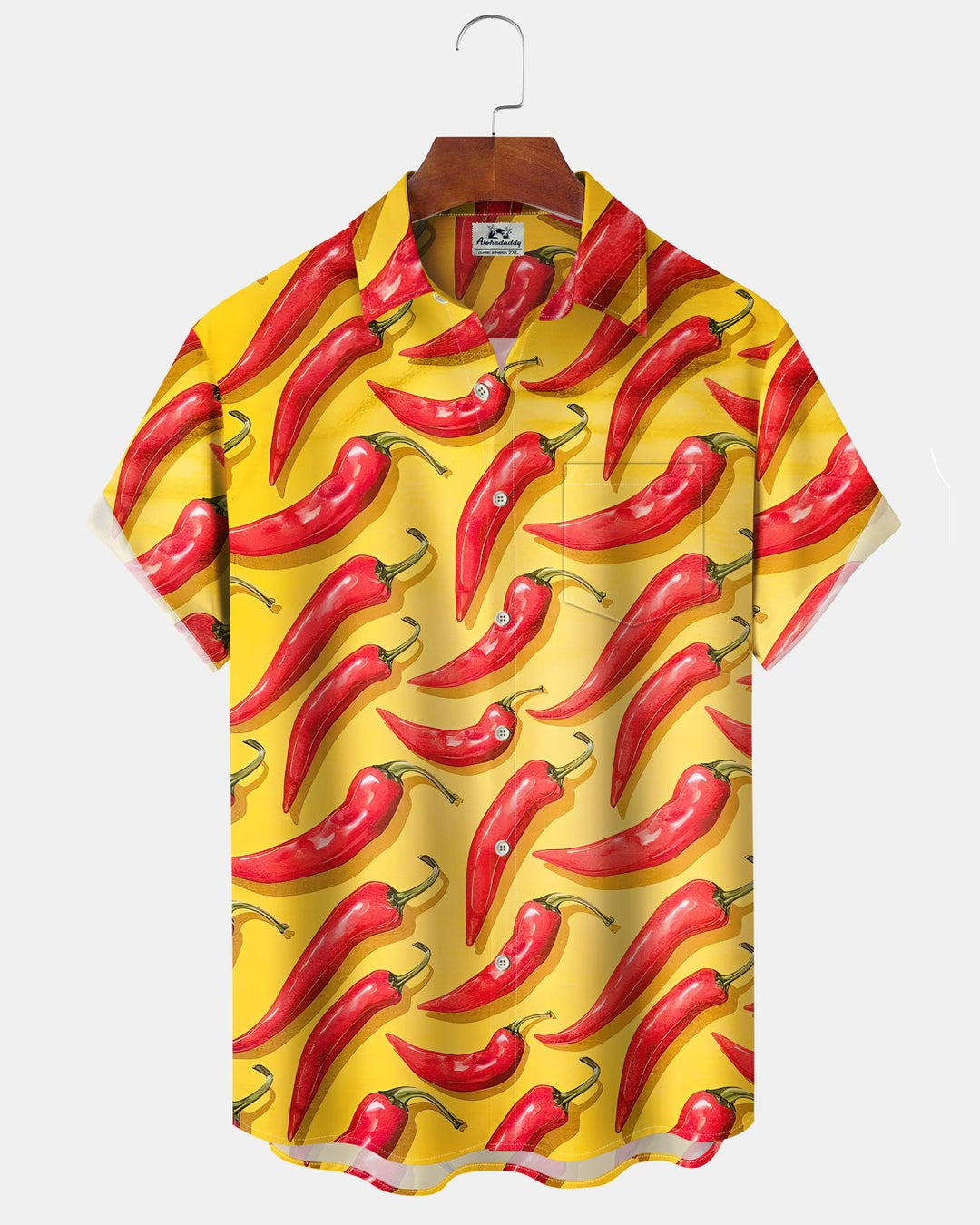 Alohadaddy® Casual Chili Print Art Button Pocket Cardigan Men&