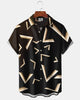 Alohadaddy® Casual Geometric Print Art Button Pocket Cardigan Men's Short Sleeve Shirt Big & Tall