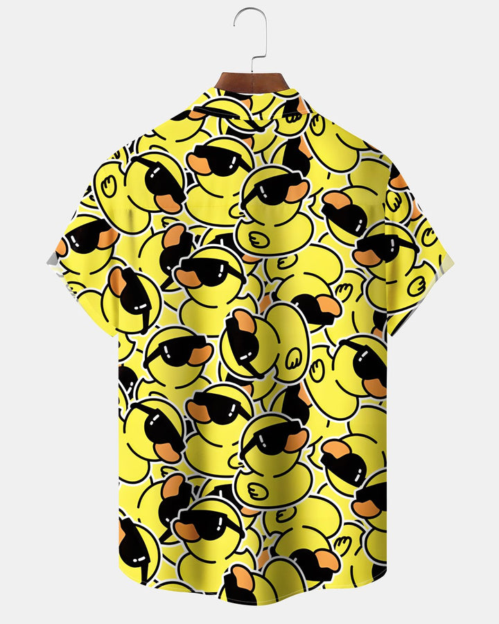 Alohadaddy® Casual Duck Print Art Button Pocket Cardigan Men&